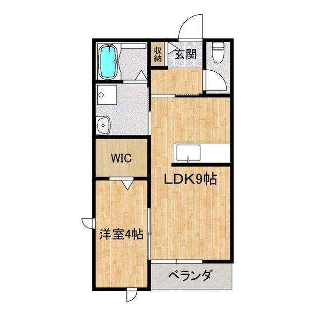 セレーノ小松A(1LDK/2階)の間取り写真