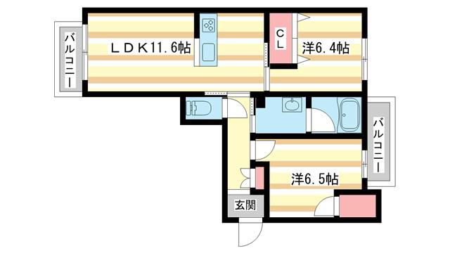 SHAMAISON STELLA B(2LDK/2階)の間取り写真