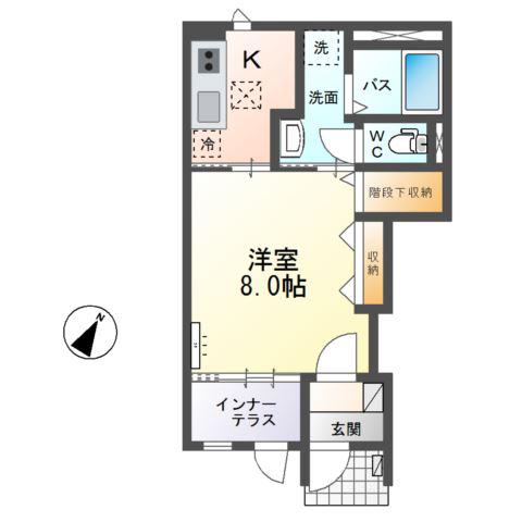 那珂市菅谷字寄居 アパート(1K/1階)の間取り写真