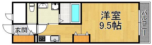 RYOWARESIDENCE(ワンルーム/6階)の間取り写真