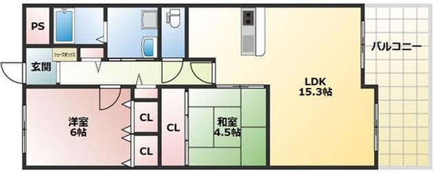 ライオンズマンション姫路西今宿(2LDK/3階)の間取り写真