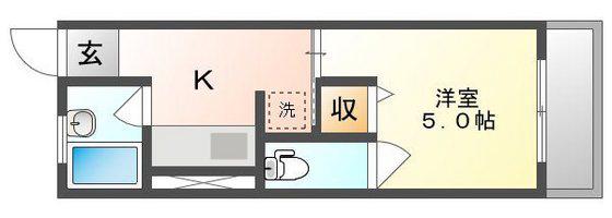 ハイツユタカ(1K/3階)の間取り写真