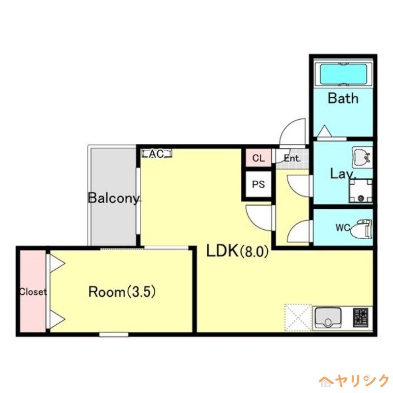 ジーメゾン名古屋楠(1LDK/3階)の間取り写真