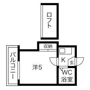 アルカディア北一色(ワンルーム/1階)の間取り写真