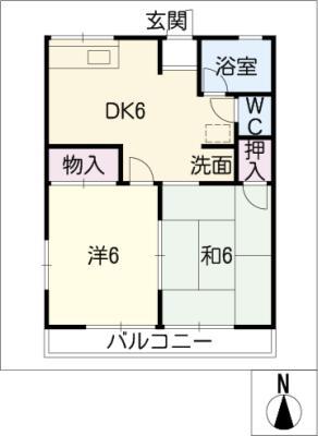 第2コーポエム(2DK/2階)の間取り写真