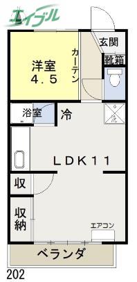 FOREST辰巳(1LDK/2階)の間取り写真