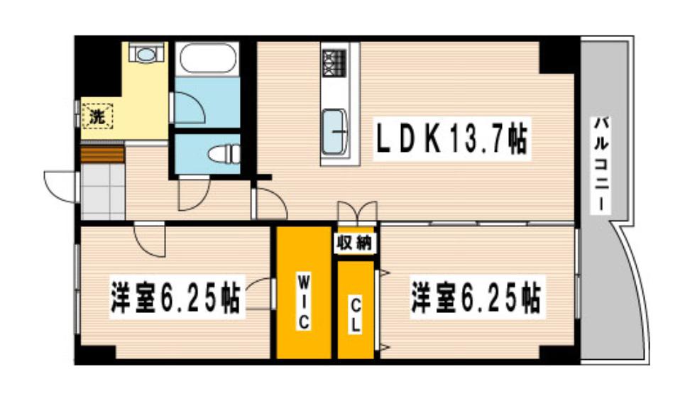 CREWS ROI.TENJIN (2LDK/5階)の間取り写真