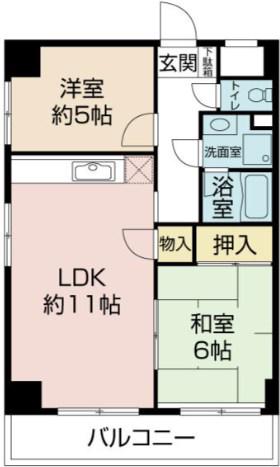 ローゼンガルテン(2LDK/6階)の間取り写真