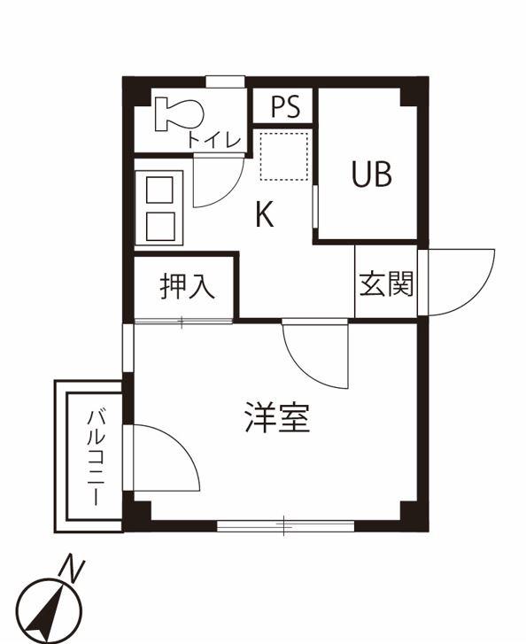 プライマフェイス(1K/2階)の間取り写真