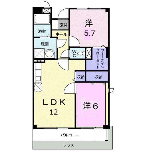 COMFORTMANSION(2LDK/1階)の間取り写真