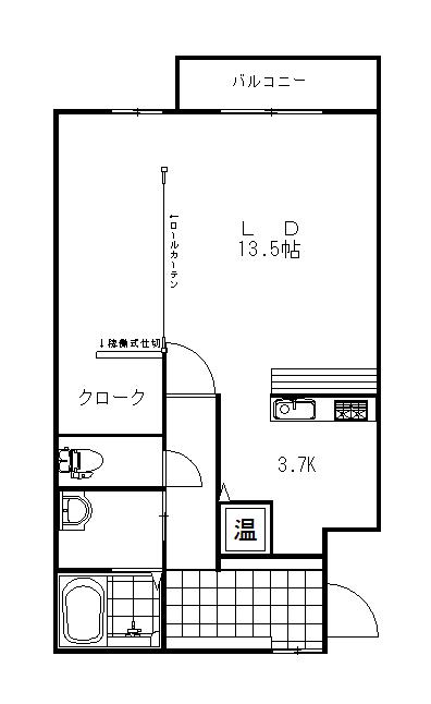 アビタパークサイド昭和中央(1K/1階)の間取り写真