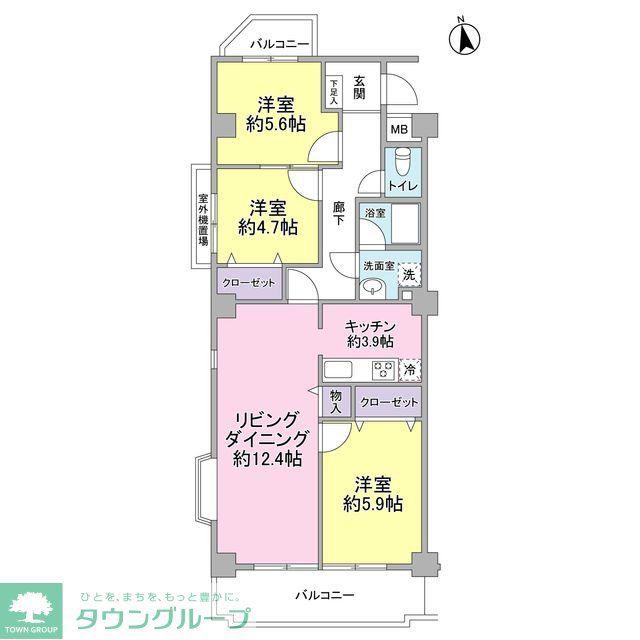 テラス鷺宮(3LDK/5階)の間取り写真