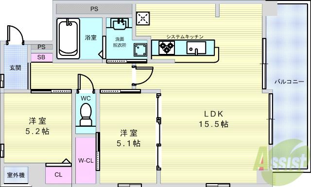 スプランディッド池田呉服町(2LDK/6階)の間取り写真