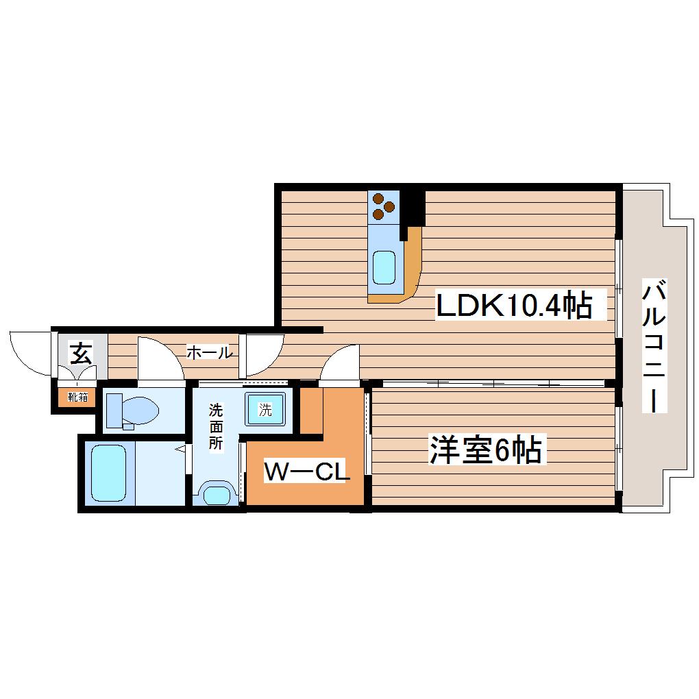 エレット長町(1LDK/13階)の間取り写真