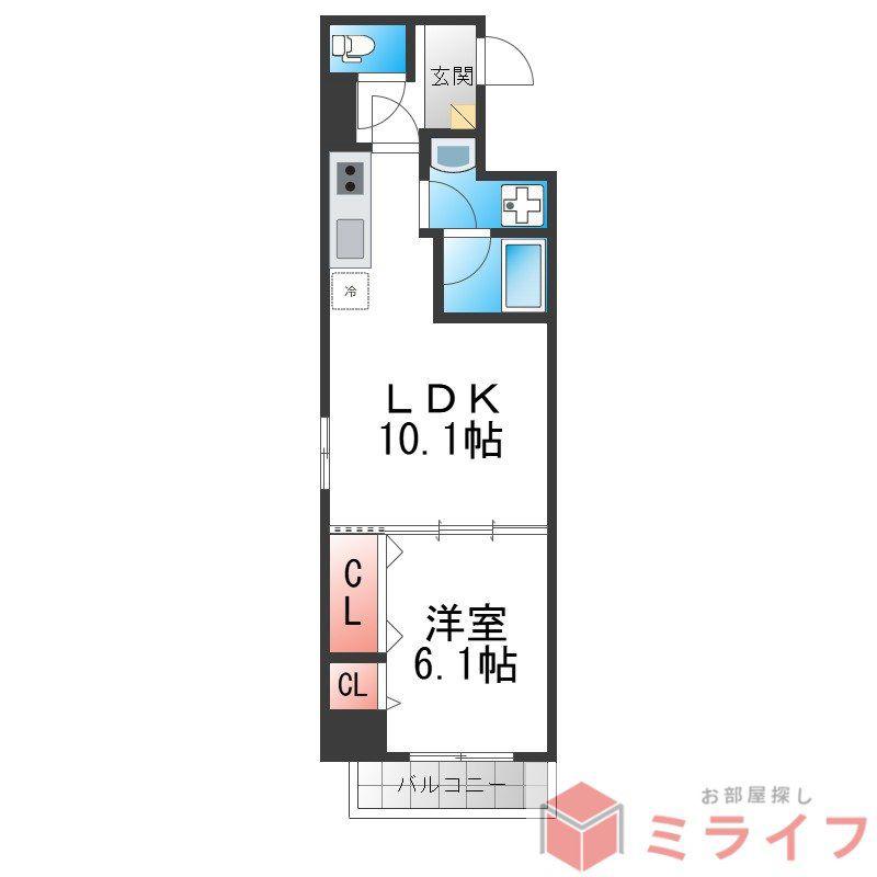 ビスタユーア(1LDK/4階)の間取り写真
