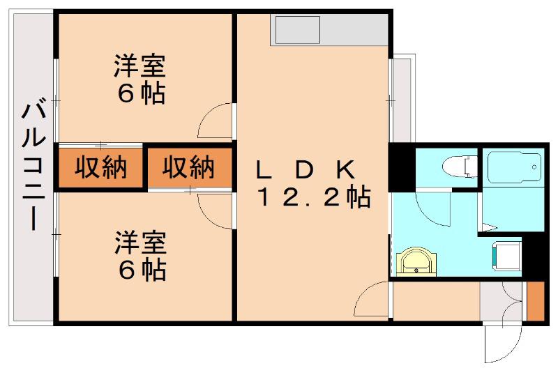 ハイツ藤(2LDK/3階)の間取り写真