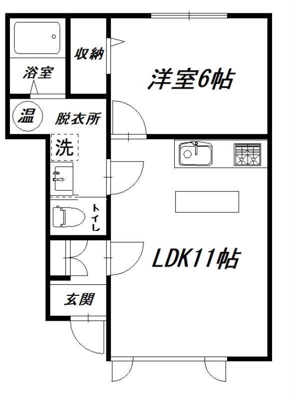 リバーサイド8条西(1LDK/1階)の間取り写真