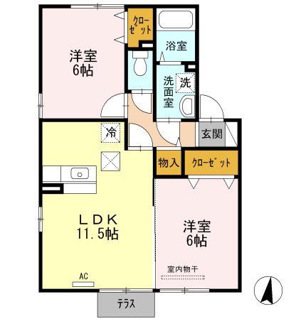ロイヤルガーデン藤川(2LDK/1階)の間取り写真