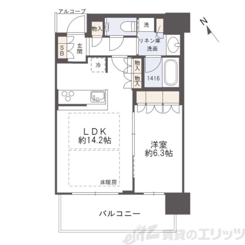 ザ・パークハウス中之島タワー(1LDK/27階)の間取り写真