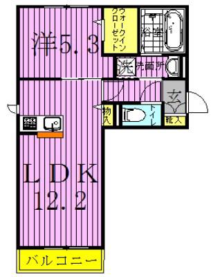 ヴェルデ大島田(1LDK/2階)の間取り写真