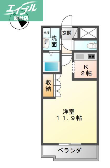 水島臨海鉄道 弥生駅 徒歩14分 2階建 築22年(1K/1階)の間取り写真