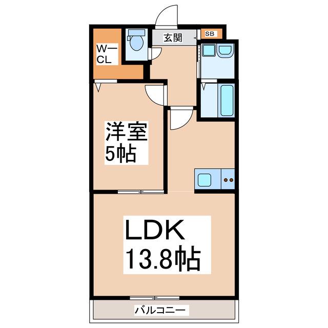 エレイネ菊陽(1LDK/3階)の間取り写真