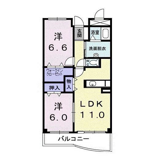アンナ・ミーナ130ヒルズ(2LDK/4階)の間取り写真