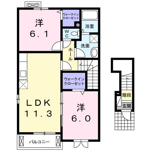 プリマ ヴェーラ(2LDK/2階)の間取り写真
