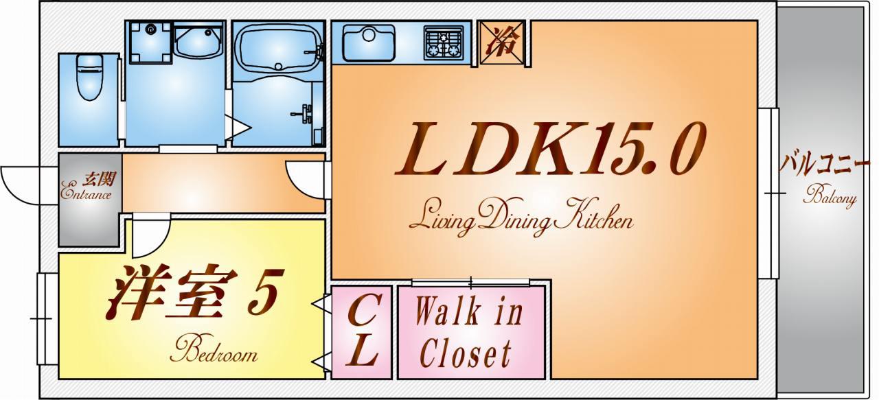 プラージュ御崎(1LDK/3階)の間取り写真