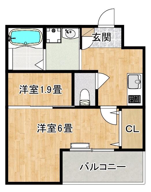 大浜北町シーエムシズ(2K/2階)の間取り写真