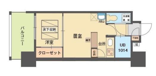 エステート・モア・平尾堀川(1LDK/6階)の間取り写真