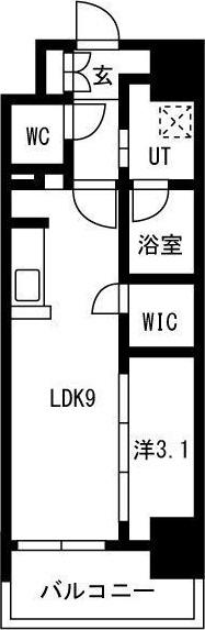 メイクスアート名駅ウエスト(1LDK/4階)の間取り写真