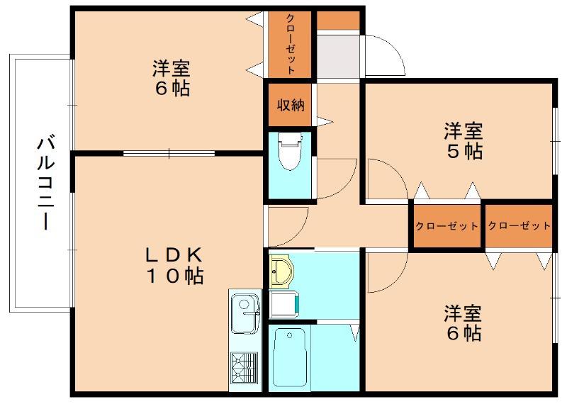 アルカディア野間A棟(3LDK/2階)の間取り写真