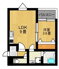 LE COCON四日市X(1LDK/2階)の間取り写真
