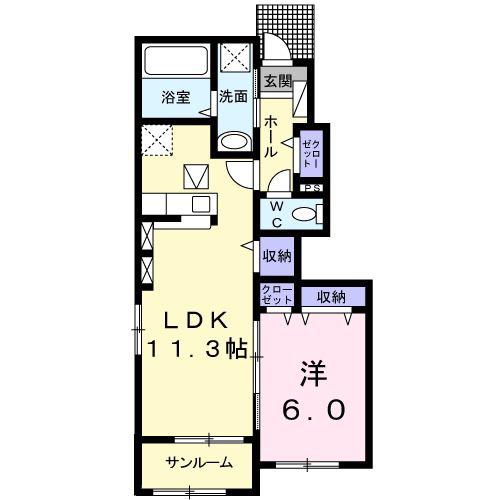 カーサ コリーナIII(1LDK/1階)の間取り写真