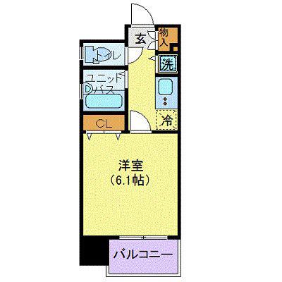 ヴィーダ日本橋イースト(1K/6階)の間取り写真