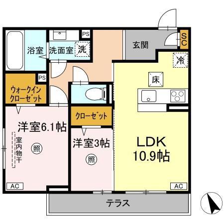 DLIENE(2LDK/1階)の間取り写真