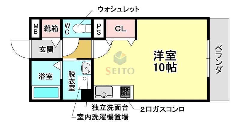グランウエスト(ワンルーム/3階)の間取り写真