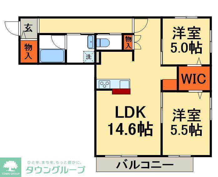 ベルジュ柏旭町(2LDK/2階)の間取り写真