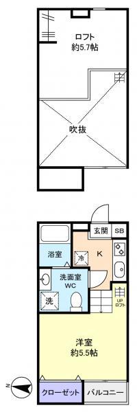 LUTELLA II(ワンルーム/1階)の間取り写真
