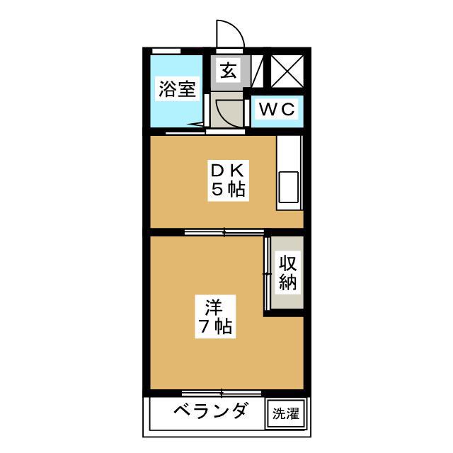 東ハイツ(1DK/1階)の間取り写真