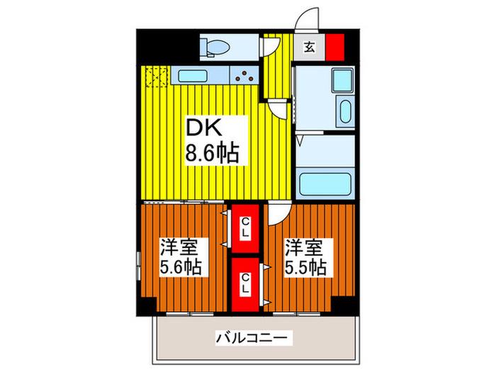 北区植竹町1丁目PJ(2DK/6階)の間取り写真