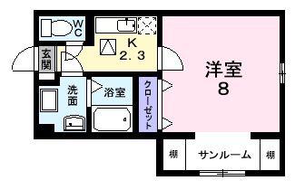 ラヴィッサン・ボヌール(1K/1階)の間取り写真