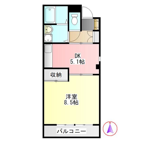 シャインハイツ(1DK/2階)の間取り写真