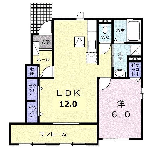 エクセリッシュ A(1LDK/1階)の間取り写真