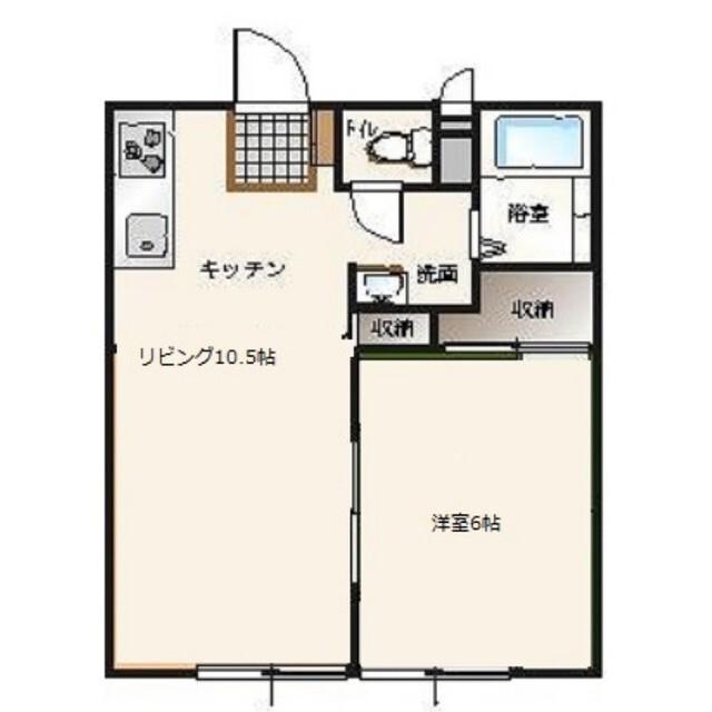 リバーサイドハイツ(1LDK/2階)の間取り写真