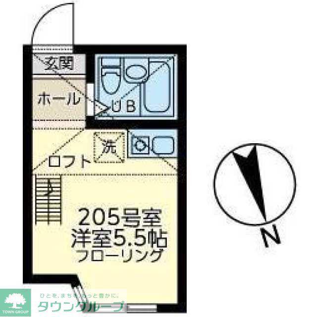 ユナイト南太田ジヴェルニー(ワンルーム/2階)の間取り写真