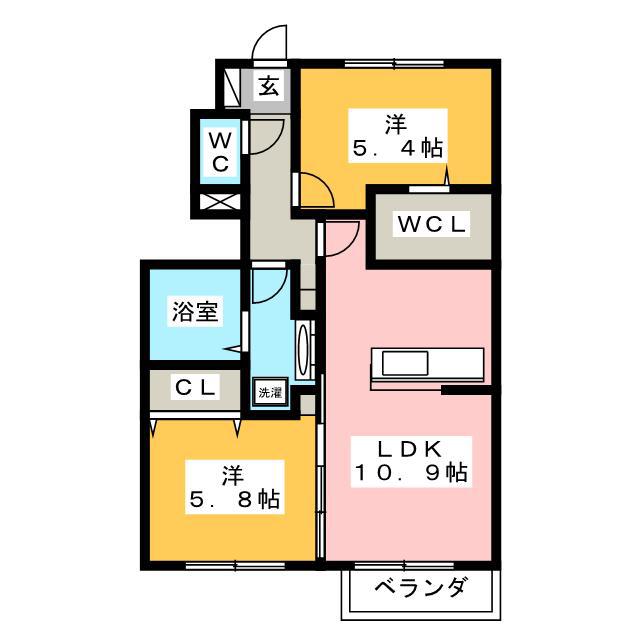 FABIOLAII(2LDK/1階)の間取り写真