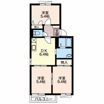 IL PALAZZO(3DK/1階)の間取り写真