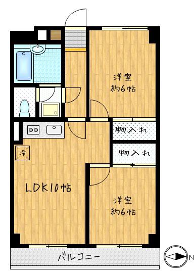 麻生第一ビル(2LDK/5階)の間取り写真